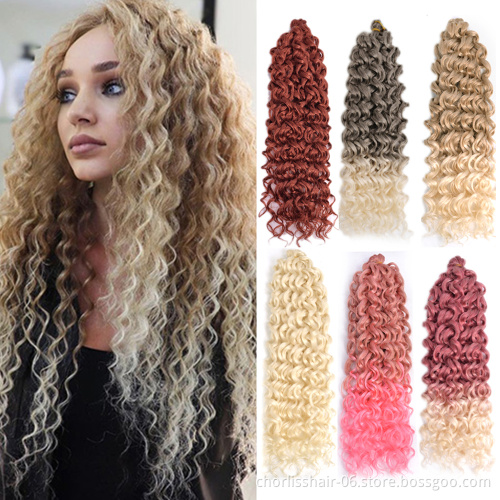 Wholesale Best Selling 24 Inches Ombre Light Color Wavy Bulk Cambodian Hair Crochet Braids Synthetic Braiding Hair Extensions